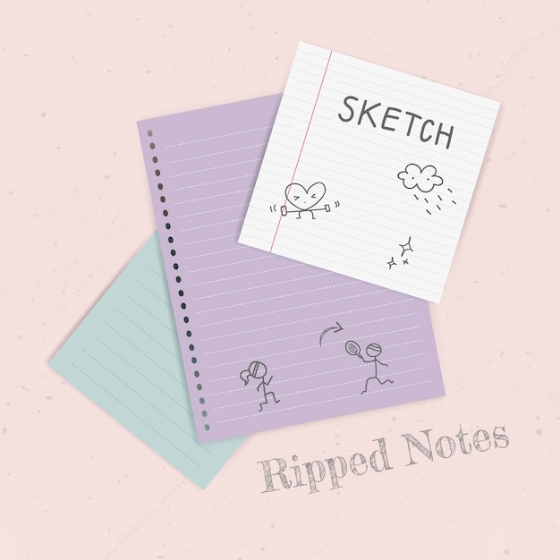 Free vector sketch colorful notepaper collection vector