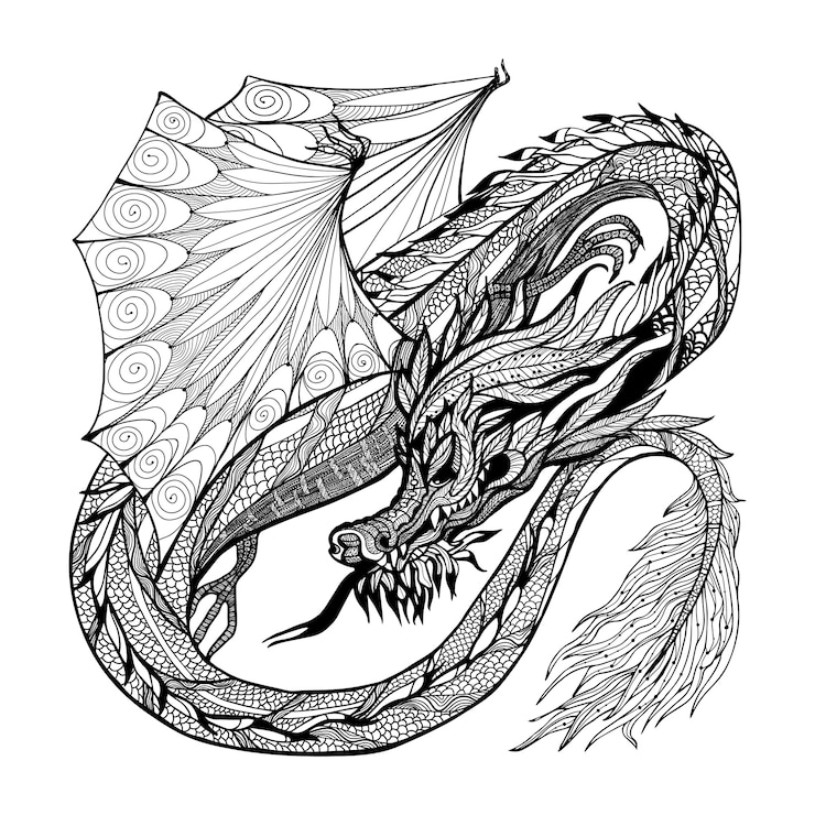 Free Vector sketch dragon illustration