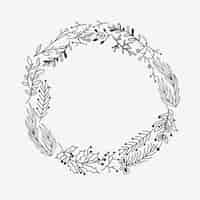 Free vector sketch festive christmas round wreath with tree branches twigs and holly berry illustration