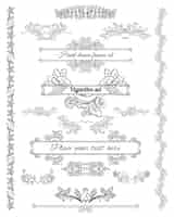 Free vector sketch floral decorative design elements set of beautiful frames corner borders