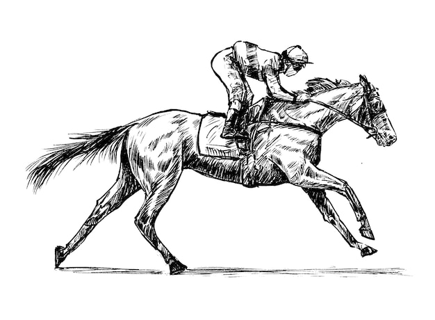 Sketch of jockey hand draw