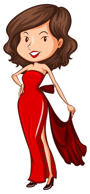 Free vector a sketch of a lady wearing a red formal dress