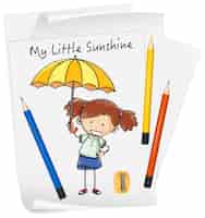 Бесплатное векторное изображение Эскиз маленьких детей мультипликационный персонаж на бумаге изолированные