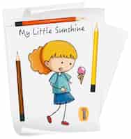 Free vector sketch little kids cartoon character on paper isolated
