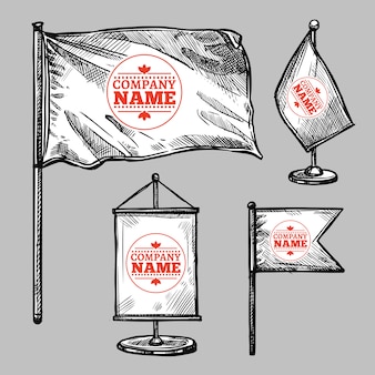 Set di bandiere logo schizzo