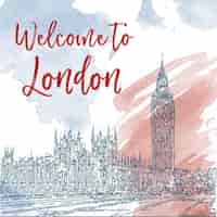 Free vector sketch of london on a watercolor background