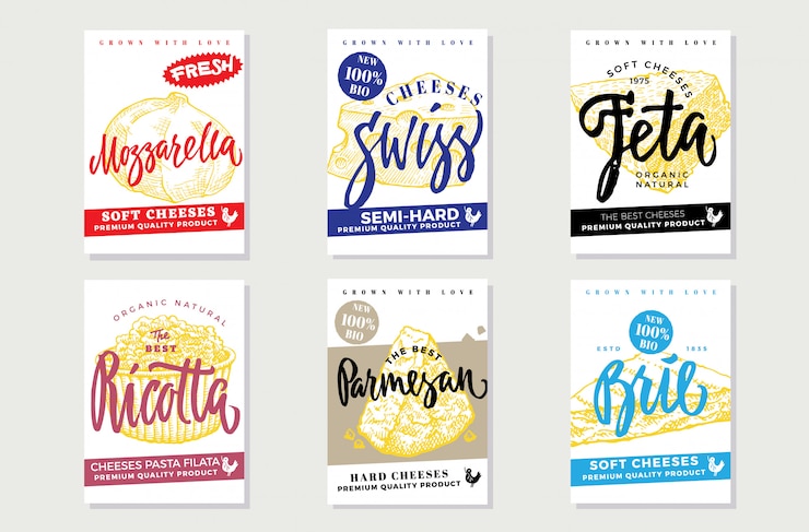 Free Vector sketch natural cheese brochures