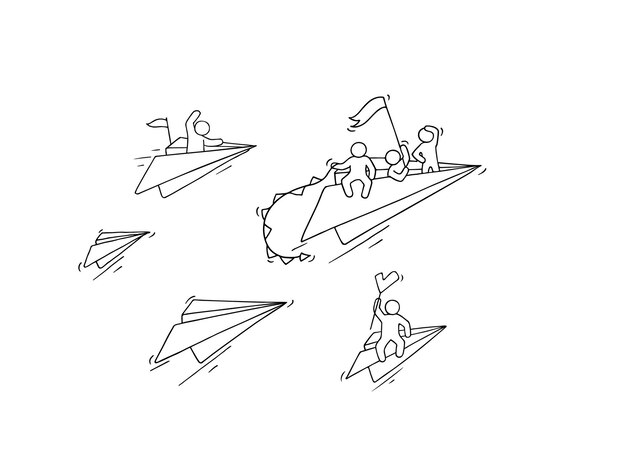 紙飛行機での休暇クルーズイラスト 無料のベクター