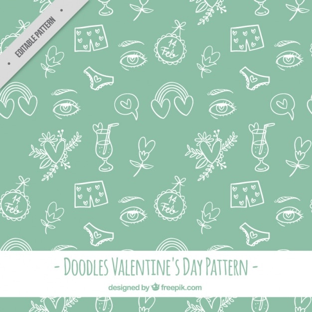 Free vector sketch pattern of elements with hearts