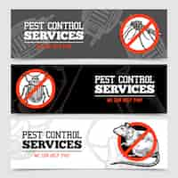 Free vector sketch pest control insect banners