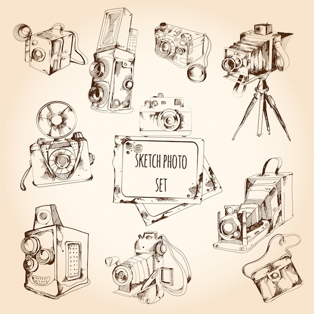 Free vector sketch photo set