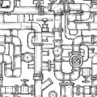 Бесплатное векторное изображение Эскиз системы труб бесшовные модели