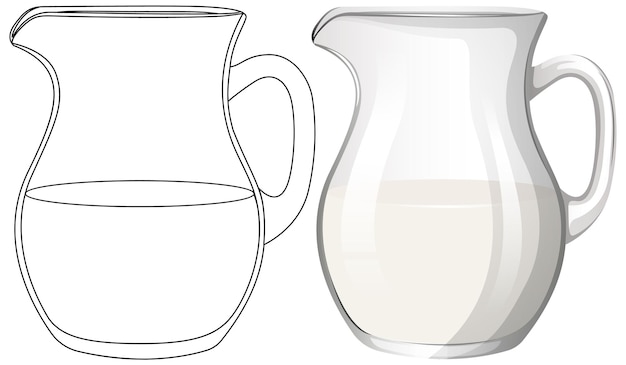 Free vector sketch and realistic milk pitcher illustration