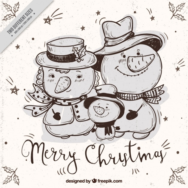 Sketch snowmen background