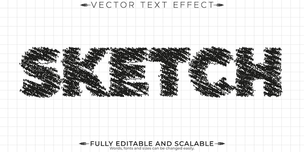 Бесплатное векторное изображение Эффект эскизного текста, редактируемый рисунок и стиль архитектурного текста