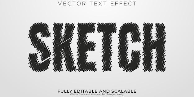 無料ベクター スケッチ テキスト効果の編集可能なロゴとブラックレターのテキスト スタイル