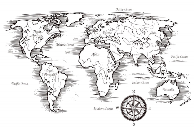 スケッチ世界地図テンプレート