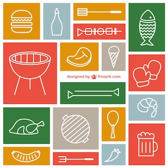 Sketched barbecue icons Premium Vector