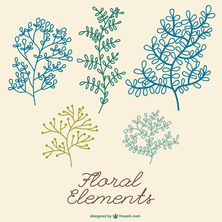 Free Vector sketched floral elements