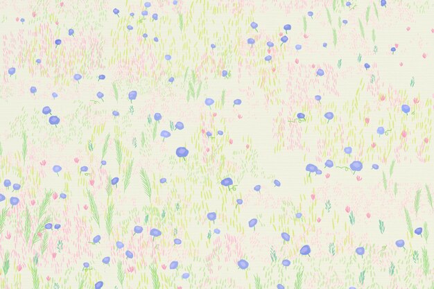 Sketched flower field background bird eye view