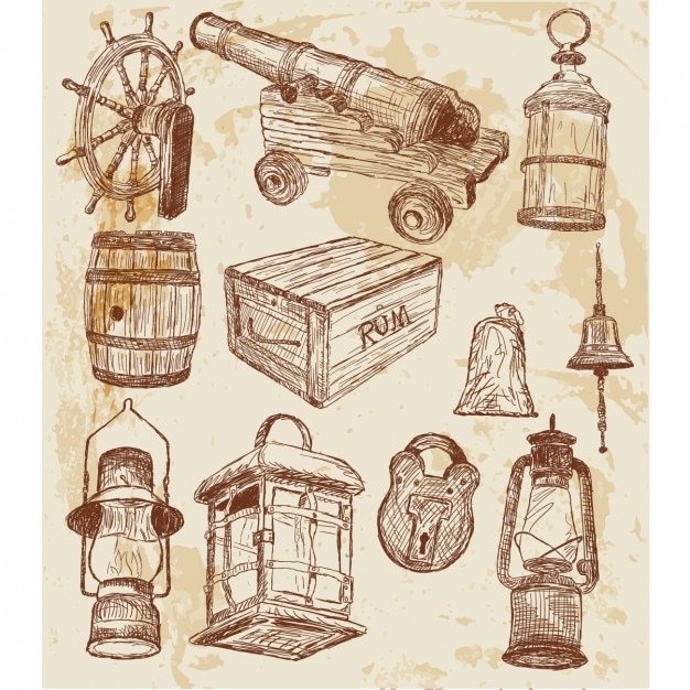 Sketched pirate elements