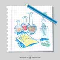 Free vector sketched science tubes and experiments