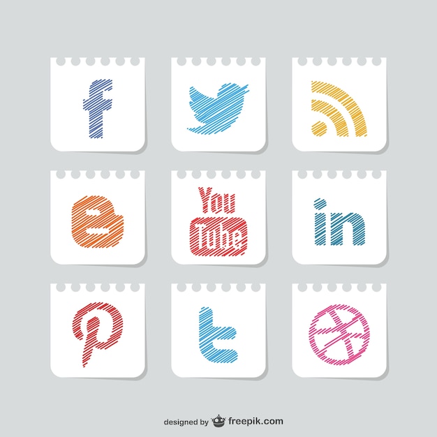 Free vector sketched social media buttons set