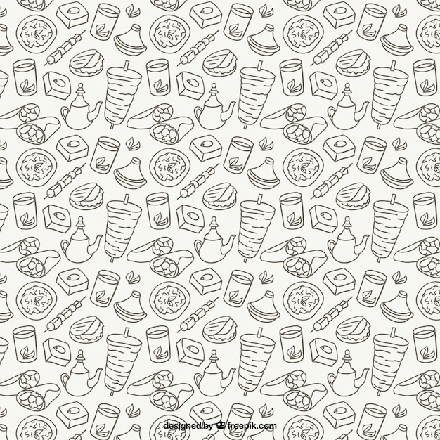 Sketches arabic food pattern