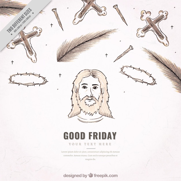 Sketches background of good friday elements