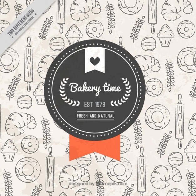 Free vector sketches bakery products background