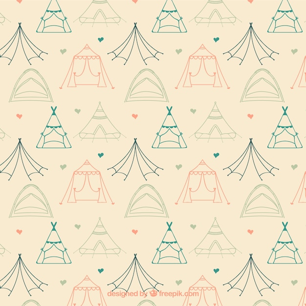 Free vector sketches camping tents pattern