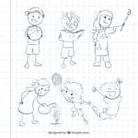 Vettore gratuito bambini sketches pacco