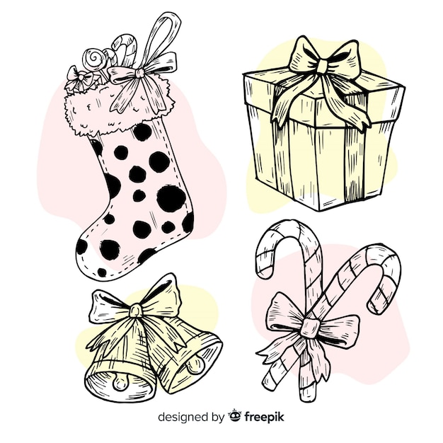 Free vector sketches christmas element collection