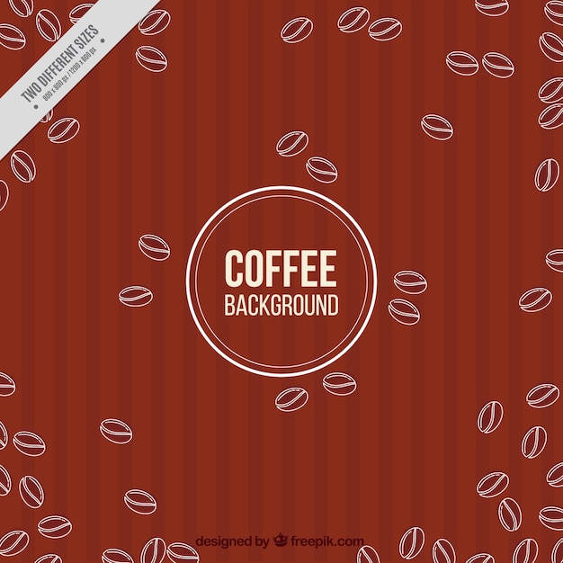 Sketches of coffee beans retro background