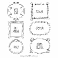 Free vector sketches cute vintage frames