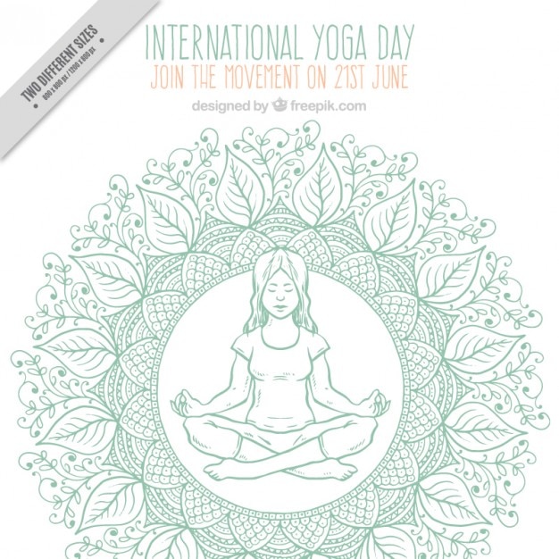 Free vector sketches decoration background with a girl doing yoga