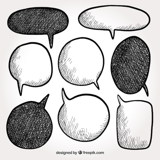 Free vector sketches of dialogue balloons pack