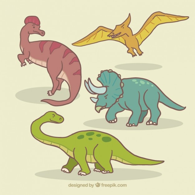 Бесплатное векторное изображение Эскизы разные динозавры