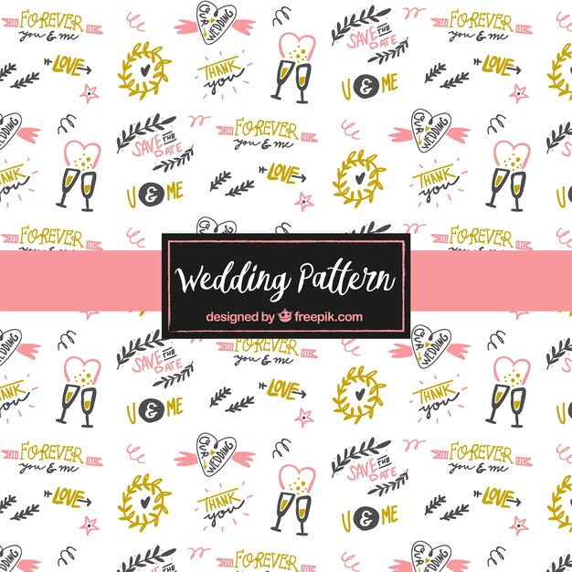 Free Vector sketches essential wedding elements pattern