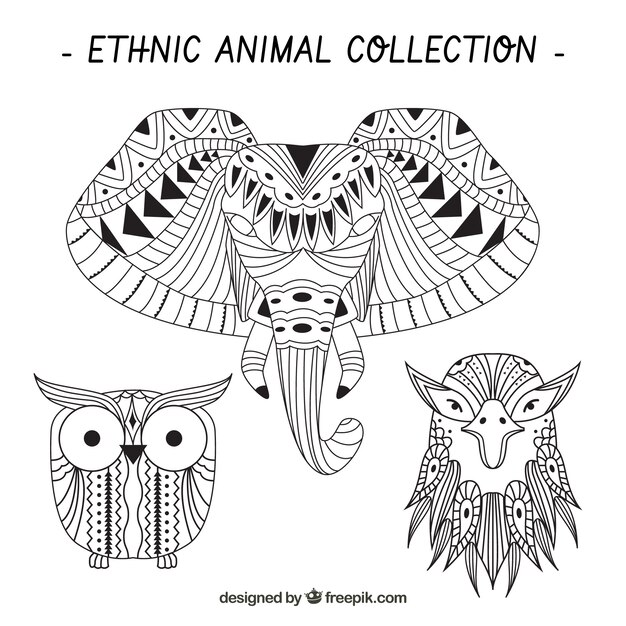 Sketches of ethnic animals set