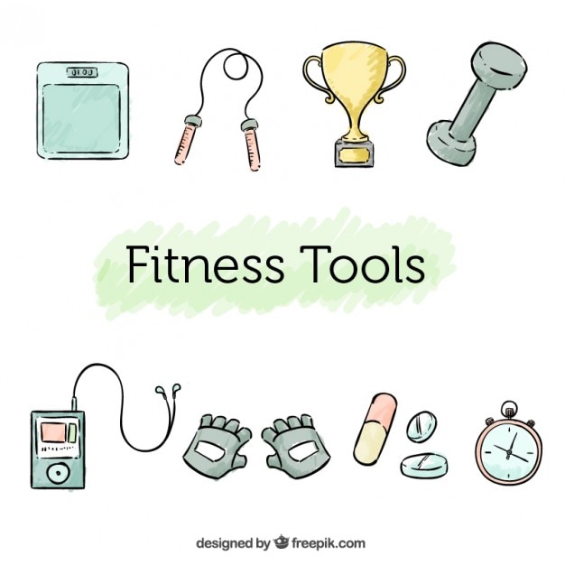 Free vector sketches fitness elements pack