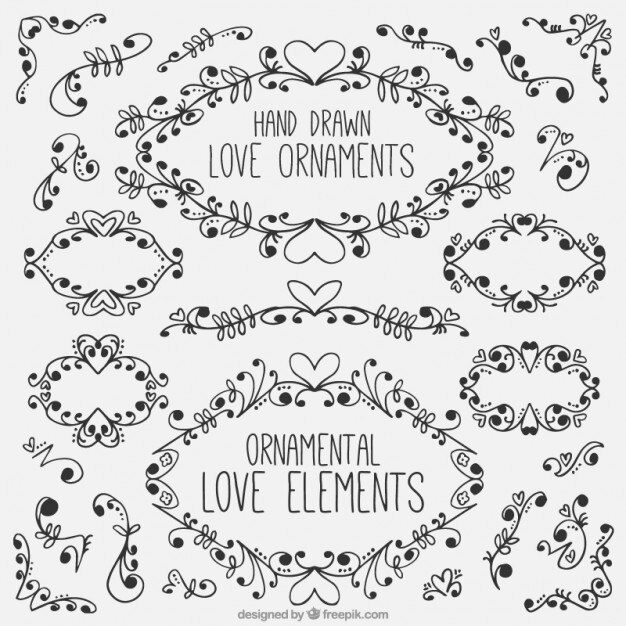 Free Vector sketches floral ornament pack