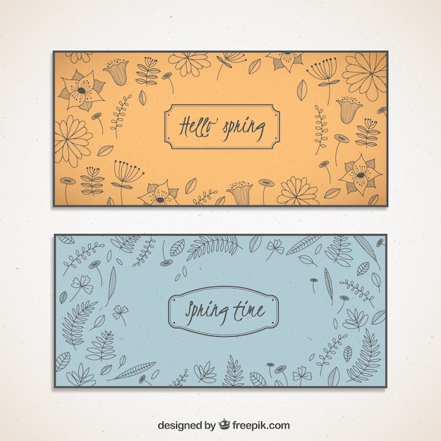 Free vector sketches floral spring banners