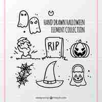 Free vector sketches of halloween elements