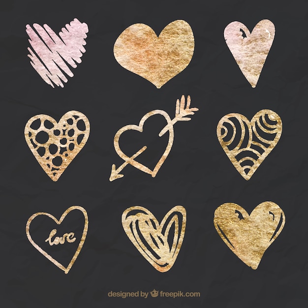 Free vector sketches hearts collection