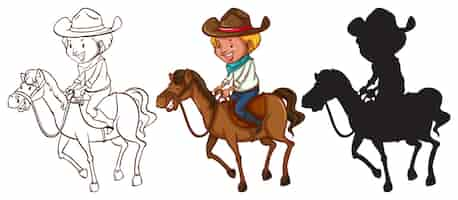 Free vector sketches of a man riding a horse