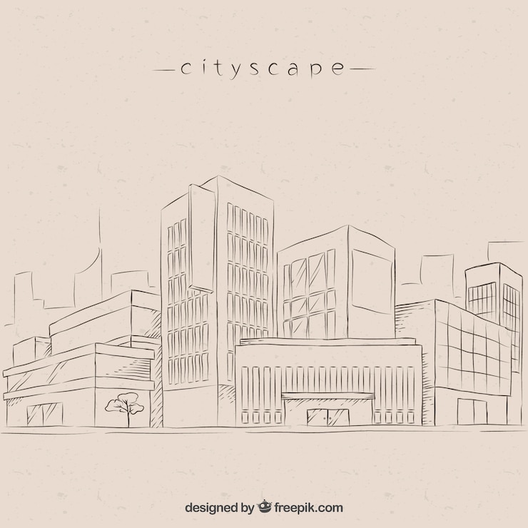 Free Vector sketches modern city background