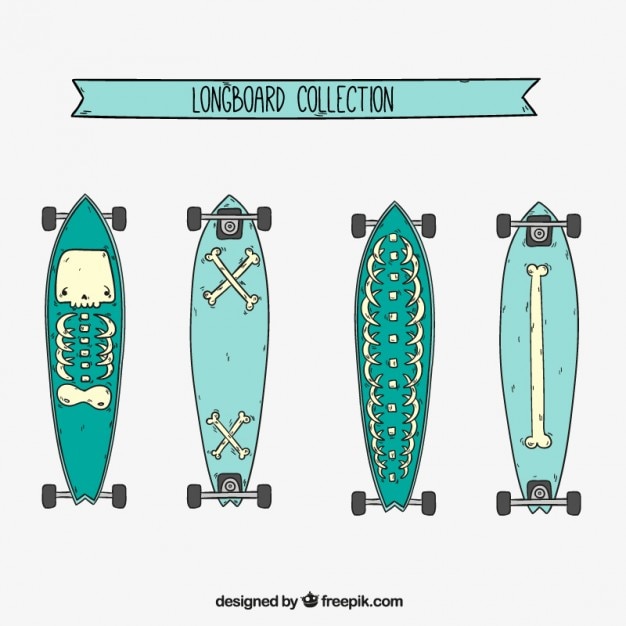 Free vector sketches modern skateboards