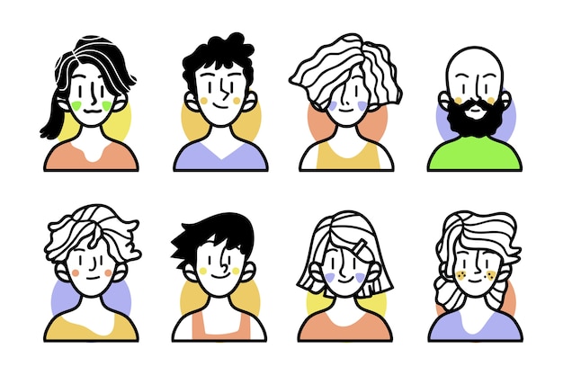 Бесплатное векторное изображение Эскизы людей с красочной одеждой