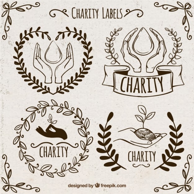 Free vector sketches ornamental donation stickers set